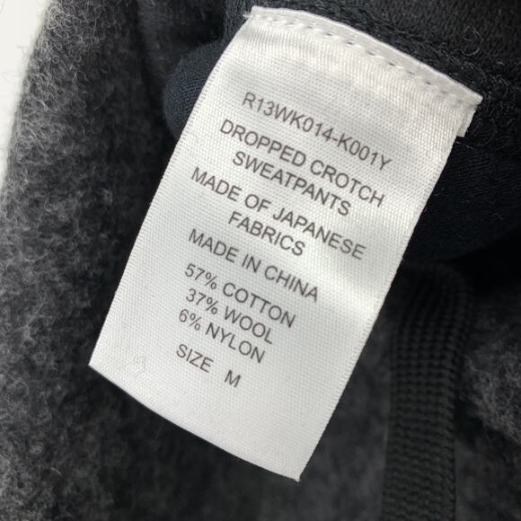 R13 Surplus Dropped Crotch Sweatpants Mens Size Medium Gray Black Jogger NEW - Picture 8 of 8